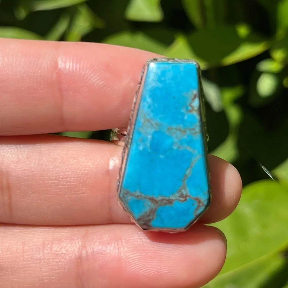 Size 6.5‎ 925 silver plated coffee turquoise ring